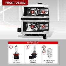 Load image into Gallery viewer, Chevrolet Silverado 1500 2014-2015 Factory Style Headlights Black Housing Clear Len Clear Reflector (Will Not Fit 2500 &amp; HD Models)
