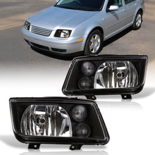 Load image into Gallery viewer, Volkswagen Jetta 1999-2004 Factory Style Headlights + Euro Fogs Black Housing Clear Len Clear Reflector
