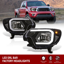 Load image into Gallery viewer, Toyota Tacoma 2012-2015 LED DRL Bar Factory Style Headlights Black Housing Clear Len Clear Reflector
