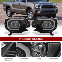 Load image into Gallery viewer, Toyota Tacoma 2012-2015 LED DRL Bar Factory Style Headlights Black Housing Clear Len Clear Reflector
