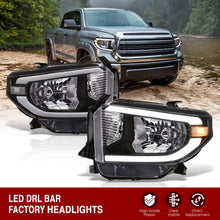 Load image into Gallery viewer, Toyota Tundra 2014-2021 LED DRL Bar Factory Style Headlights Black Housing Clear Len Clear Reflector (Halogen Models Only)
