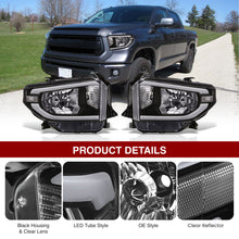 Load image into Gallery viewer, Toyota Tundra 2014-2021 LED DRL Bar Factory Style Headlights Black Housing Clear Len Clear Reflector (Halogen Models Only)
