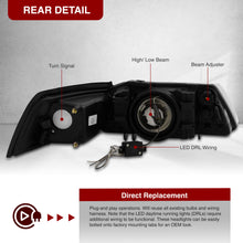 Load image into Gallery viewer, Ford Mustang 1999-2004 LED DRL Bar Factory Style Headlights Black Housing Clear Len Clear Reflector
