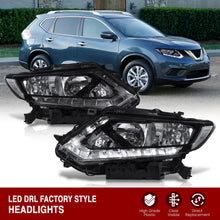 Load image into Gallery viewer, Nissan Rogue 2014-2016 LED DRL Factory Style Headlights Black Housing Clear Len Clear Reflector (Halogen Models Only)
