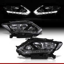 Load image into Gallery viewer, Nissan Rogue 2014-2016 LED DRL Factory Style Headlights Black Housing Clear Len Clear Reflector (Halogen Models Only)
