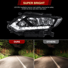 Load image into Gallery viewer, Nissan Rogue 2014-2016 LED DRL Factory Style Headlights Black Housing Clear Len Clear Reflector (Halogen Models Only)
