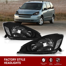Load image into Gallery viewer, Toyota Sienna 2004-2005 Factory Style Headlights Black Housing Clear Len Clear Reflector (Halogen Models Only)
