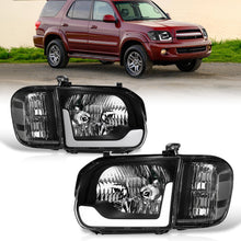 Load image into Gallery viewer, Toyota Tundra (Double Cab / 4 Door Models Only) 2005-2006 / Sequoia 2005-2007 LED DRL Bar Factory Style Headlights + Corners Black Housing Clear Len Clear Reflector
