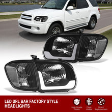 Load image into Gallery viewer, Toyota Tundra (Double Cab / 4 Door Models Only) 2005-2006 / Sequoia 2005-2007 LED DRL Bar Factory Style Headlights + Corners Black Housing Clear Len Clear Reflector
