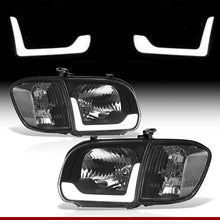 Load image into Gallery viewer, Toyota Tundra (Double Cab / 4 Door Models Only) 2005-2006 / Sequoia 2005-2007 LED DRL Bar Factory Style Headlights + Corners Black Housing Clear Len Clear Reflector
