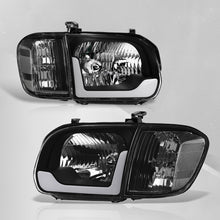 Load image into Gallery viewer, Toyota Tundra (Double Cab / 4 Door Models Only) 2005-2006 / Sequoia 2005-2007 LED DRL Bar Factory Style Headlights + Corners Black Housing Clear Len Clear Reflector
