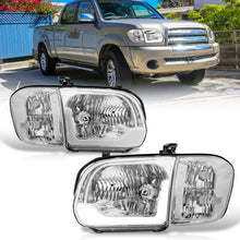 Load image into Gallery viewer, Toyota Tundra (Double Cab / 4 Door Models Only) 2005-2006 / Sequoia 2005-2007 LED DRL Bar Factory Style Headlights + Corners Chrome Housing Clear Len Clear Reflector
