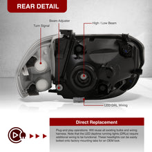 Load image into Gallery viewer, Toyota Tundra (Double Cab / 4 Door Models Only) 2005-2006 / Sequoia 2005-2007 LED DRL Bar Factory Style Headlights + Corners Chrome Housing Clear Len Clear Reflector

