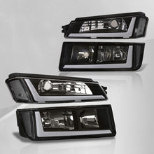 Load image into Gallery viewer, Chevrolet Avalanche (Plastic Body Cladding Models Only) 2002-2006 LED DRL Bar Factory Style Headlights + Bumpers Black Housing Clear Len Clear Reflector
