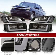 Load image into Gallery viewer, Chevrolet Avalanche (Plastic Body Cladding Models Only) 2002-2006 LED DRL Bar Factory Style Headlights + Bumpers Black Housing Clear Len Clear Reflector
