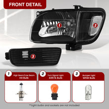 Load image into Gallery viewer, Toyota Tacoma 2001-2004 Factory Style Headlights + Bumpers + Corners Black Housing Clear Len Clear Reflector
