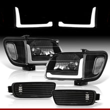 Load image into Gallery viewer, Toyota Tacoma 2001-2004 LED DRL Bar Factory Style Headlights + Corners Black Housing Clear Len Clear Reflector
