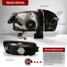 Load image into Gallery viewer, Toyota Tacoma 2001-2004 LED DRL Bar Factory Style Headlights + Corners Black Housing Clear Len Clear Reflector
