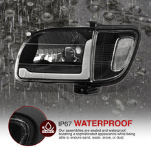 Load image into Gallery viewer, Toyota Tacoma 2001-2004 LED DRL Bar Factory Style Headlights + Corners Black Housing Clear Len Clear Reflector
