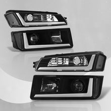 Load image into Gallery viewer, Chevrolet Avalanche (Plastic Body Cladding Models Only) 2002-2006 Sequential LED DRL Bar Projector Headlights + Bumpers Black Housing Clear Len Clear Reflector
