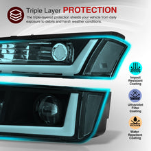 Load image into Gallery viewer, Chevrolet Avalanche (Plastic Body Cladding Models Only) 2002-2006 Sequential LED DRL Bar Projector Headlights + Bumpers Black Housing Clear Len Clear Reflector
