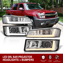 Load image into Gallery viewer, Chevrolet Avalanche (Plastic Body Cladding Models Only) 2002-2006 Sequential LED DRL Bar Projector Headlights + Bumpers Chrome Housing Clear Len Clear Reflector
