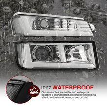 Load image into Gallery viewer, Chevrolet Avalanche (Plastic Body Cladding Models Only) 2002-2006 Sequential LED DRL Bar Projector Headlights + Bumpers Chrome Housing Clear Len Clear Reflector
