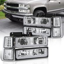 Load image into Gallery viewer, Chevrolet C/K 1500 2500 3500 1994-1998 LED DRL Bar Projector Headlights + Bumpers + Corners Chrome Housing Clear Len Clear Reflector

