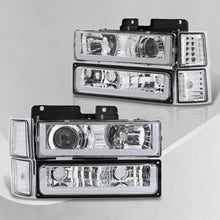 Load image into Gallery viewer, Chevrolet C/K 1500 2500 3500 1994-1998 LED DRL Bar Projector Headlights + Bumpers + Corners Chrome Housing Clear Len Clear Reflector
