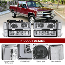 Load image into Gallery viewer, Chevrolet C/K 1500 2500 3500 1994-1998 LED DRL Bar Projector Headlights + Bumpers + Corners Chrome Housing Clear Len Clear Reflector
