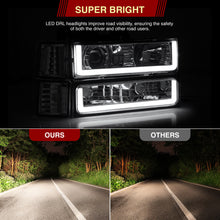 Load image into Gallery viewer, Chevrolet C/K 1500 2500 3500 1994-1998 LED DRL Bar Projector Headlights + Bumpers + Corners Chrome Housing Clear Len Clear Reflector

