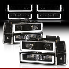 Load image into Gallery viewer, Chevrolet C/K 1500 2500 3500 1994-1998 LED DRL Bar Projector Headlights + Bumpers + Corners Black Housing Clear Len Clear Reflector
