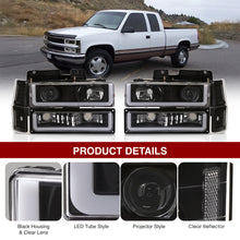 Load image into Gallery viewer, Chevrolet C/K 1500 2500 3500 1994-1998 LED DRL Bar Projector Headlights + Bumpers + Corners Black Housing Clear Len Clear Reflector

