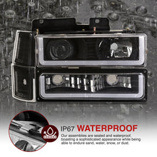 Load image into Gallery viewer, Chevrolet C/K 1500 2500 3500 1994-1998 LED DRL Bar Projector Headlights + Bumpers + Corners Black Housing Clear Len Clear Reflector
