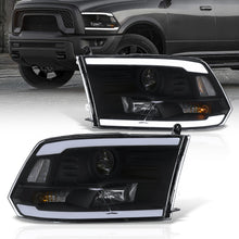 Load image into Gallery viewer, Dodge Ram 1500 2009-2018 / Ram 2500 3500 2010-2018 LED DRL Bar Projector Headlights Black Housing Clear Len Clear Reflector (Dual / Quad Models Headlamps Only)
