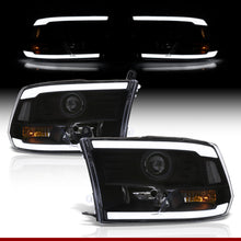 Load image into Gallery viewer, Dodge Ram 1500 2009-2018 / Ram 2500 3500 2010-2018 LED DRL Bar Projector Headlights Black Housing Clear Len Clear Reflector (Dual / Quad Models Headlamps Only)
