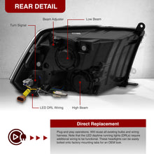 Load image into Gallery viewer, Dodge Ram 1500 2009-2018 / Ram 2500 3500 2010-2018 LED DRL Bar Projector Headlights Black Housing Clear Len Clear Reflector (Dual / Quad Models Headlamps Only)
