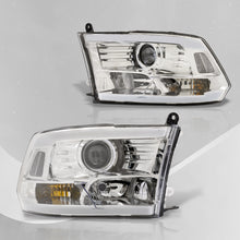 Load image into Gallery viewer, Dodge Ram 1500 2009-2018 / Ram 2500 3500 2010-2018 LED DRL Bar Projector Headlights Chrome Housing Clear Len Clear Reflector (Dual / Quad Models Headlamps Only)
