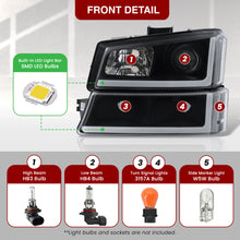 Load image into Gallery viewer, Chevrolet Silverado 2003-2006 Sequential LED DRL Bar Projector Headlights + Bumpers Black Housing Clear Len Clear Reflector
