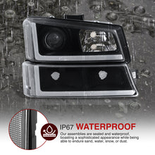 Load image into Gallery viewer, Chevrolet Silverado 2003-2006 Sequential LED DRL Bar Projector Headlights + Bumpers Black Housing Clear Len Clear Reflector
