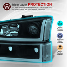 Load image into Gallery viewer, Chevrolet Silverado 2003-2006 Sequential LED DRL Bar Projector Headlights + Bumpers Black Housing Clear Len Clear Reflector
