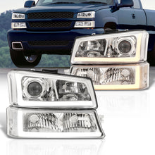 Load image into Gallery viewer, Chevrolet Silverado 2003-2006 Sequential LED DRL Bar Projector Headlights + Bumpers Chrome Housing Clear Len Clear Reflector
