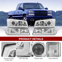 Load image into Gallery viewer, Chevrolet Silverado 2003-2006 Sequential LED DRL Bar Projector Headlights + Bumpers Chrome Housing Clear Len Clear Reflector

