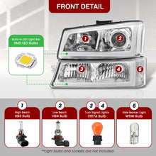 Load image into Gallery viewer, Chevrolet Silverado 2003-2006 Sequential LED DRL Bar Projector Headlights + Bumpers Chrome Housing Clear Len Clear Reflector
