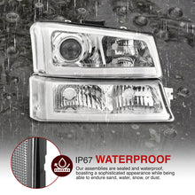 Load image into Gallery viewer, Chevrolet Silverado 2003-2006 Sequential LED DRL Bar Projector Headlights + Bumpers Chrome Housing Clear Len Clear Reflector
