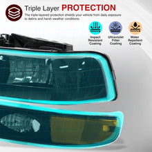 Load image into Gallery viewer, Chevrolet Silverado 1999-2002 / Suburban Tahoe 2000-2006 Factory Style Headlights + Bumpers Black Housing Clear Len Amber Reflector
