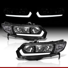 Load image into Gallery viewer, Honda Civic Coupe 2006-2011 LED DRL Bar Factory Style Headlights Black Housing Clear Len Clear Reflector
