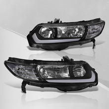 Load image into Gallery viewer, Honda Civic Coupe 2006-2011 LED DRL Bar Factory Style Headlights Black Housing Clear Len Clear Reflector
