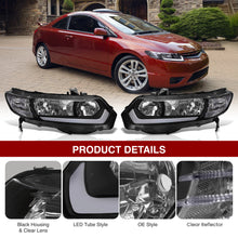 Load image into Gallery viewer, Honda Civic Coupe 2006-2011 LED DRL Bar Factory Style Headlights Black Housing Clear Len Clear Reflector
