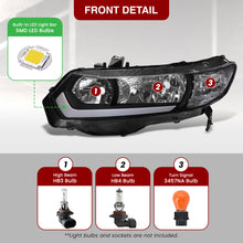 Load image into Gallery viewer, Honda Civic Coupe 2006-2011 LED DRL Bar Factory Style Headlights Black Housing Clear Len Clear Reflector
